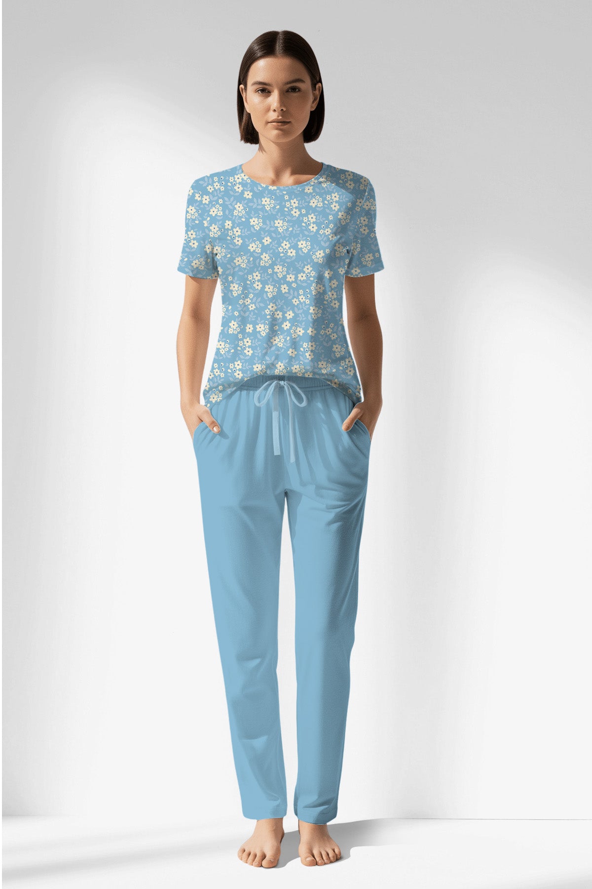 Woman Polyviscon SoftAura Pocket Detail Pyjama Set - ROTASYON - Image 1