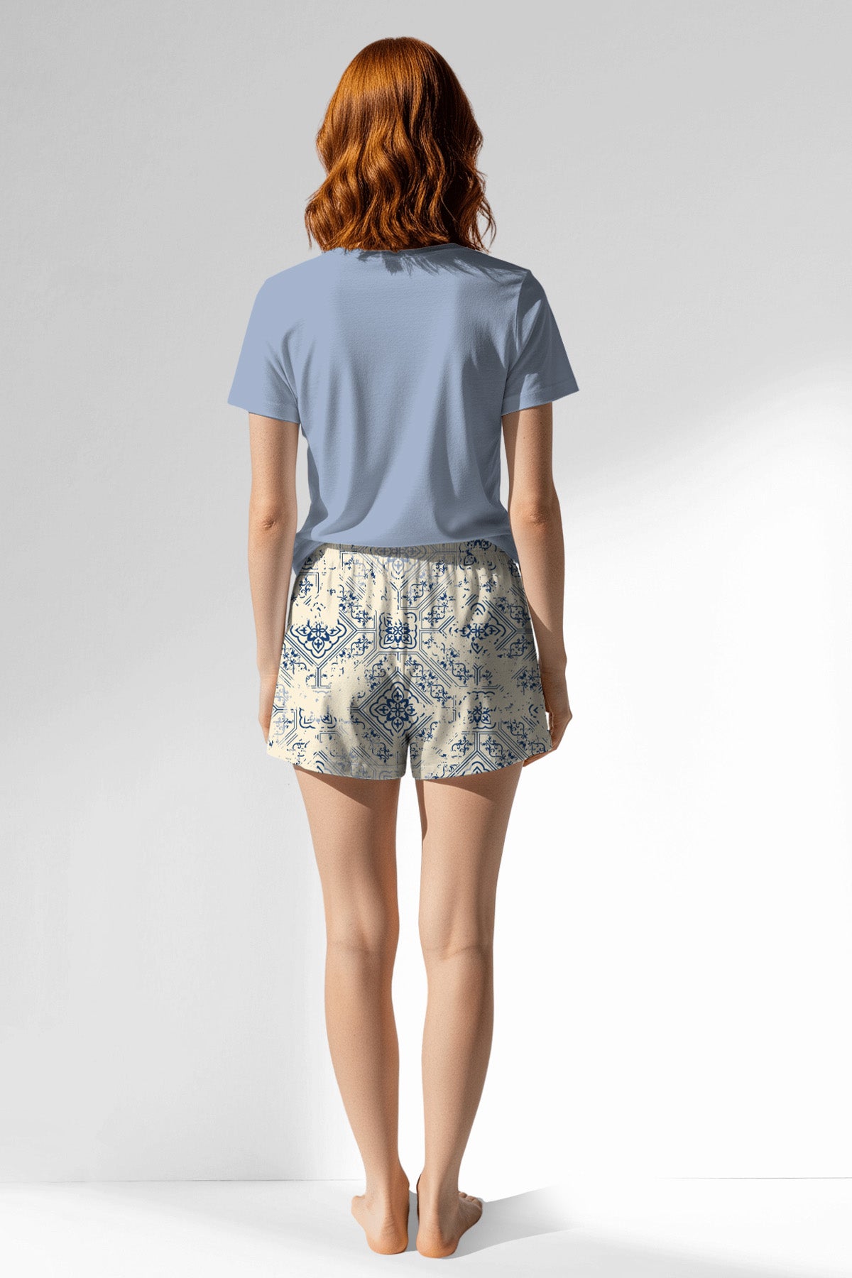 Woman Polyviscon Bluetile Short Set - B-15-3915 - Image 3
