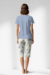 Woman Polyviscon Bluetile Capri Set - B-15-3915 - Image 1
