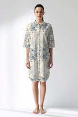Woman Polyviscon Bluetile Shirt Tunic - ROTASYON - Image 1