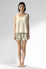 Woman Polyviscon DuskFlora Thick Strap Short Set - METRAJ ZEMIN - Image 1