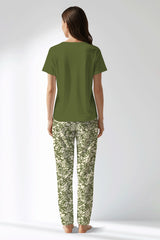 Woman Polyviscon GreenHalo Drop Collar Pyjama Set - B-18-0328 - Image 3