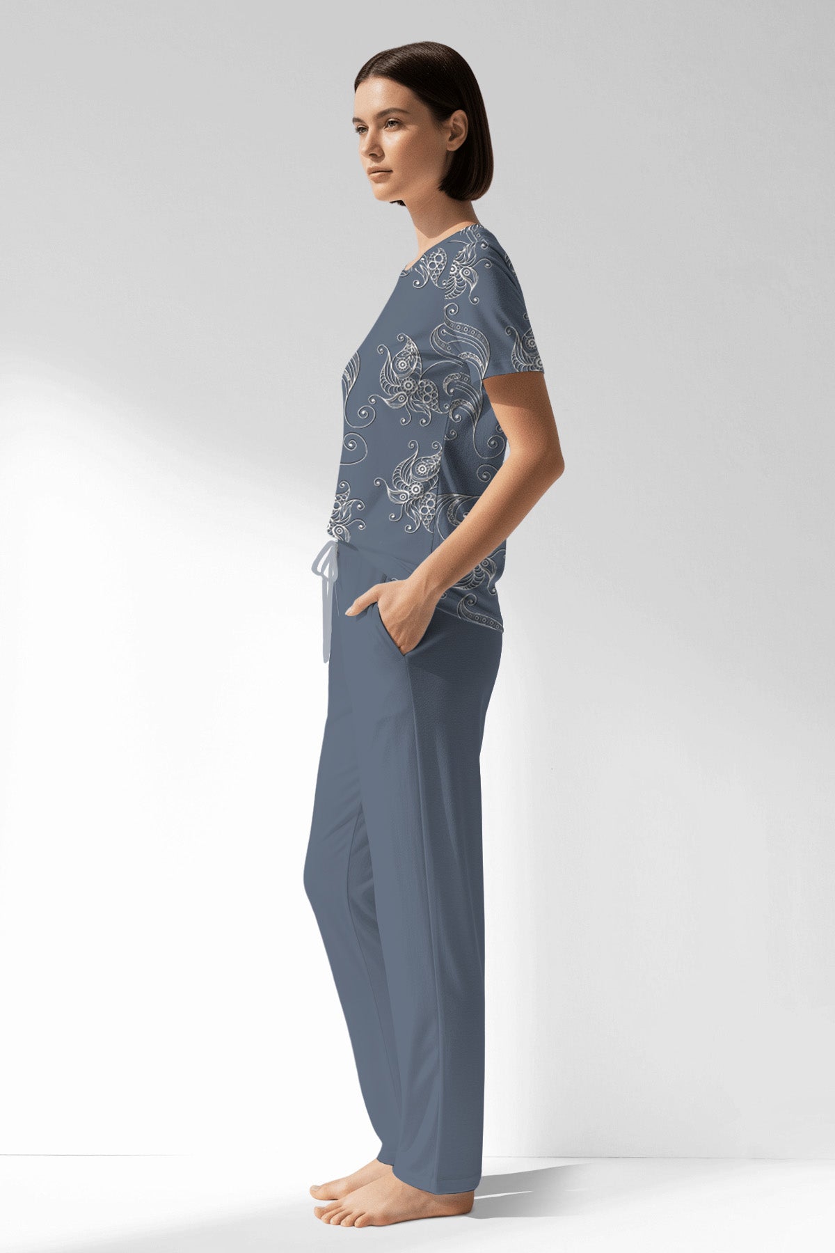 Woman Polyviscon Liliora Pocket Detail Pyjama Set - ROTASYON - Image 2