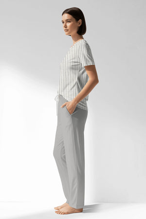 Woman Polyviscon InkWave Pocket Detail Pyjama Set - ROTASYON - Image 2