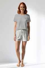 Woman Polyviscon InkWave Short Set - METRAJ GRI - Image 1