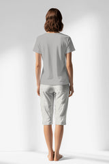 Woman Polyviscon InkWave Capri Set - METRAJ GRI - Image 1