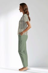 Woman Polyviscon LineFlow Buttoned Collar Pyjama Set - ROTASYON - Image 2