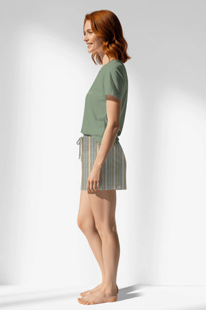Woman Polyviscon LineFlow Short Set - METRAJ YEŞİL - Image 2