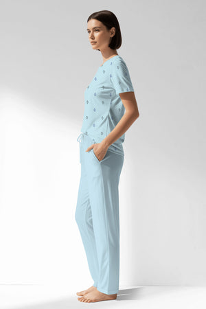 Woman Polyviscon Arvelin Pocket Detail Pyjama Set - ROTASYON - Image 2