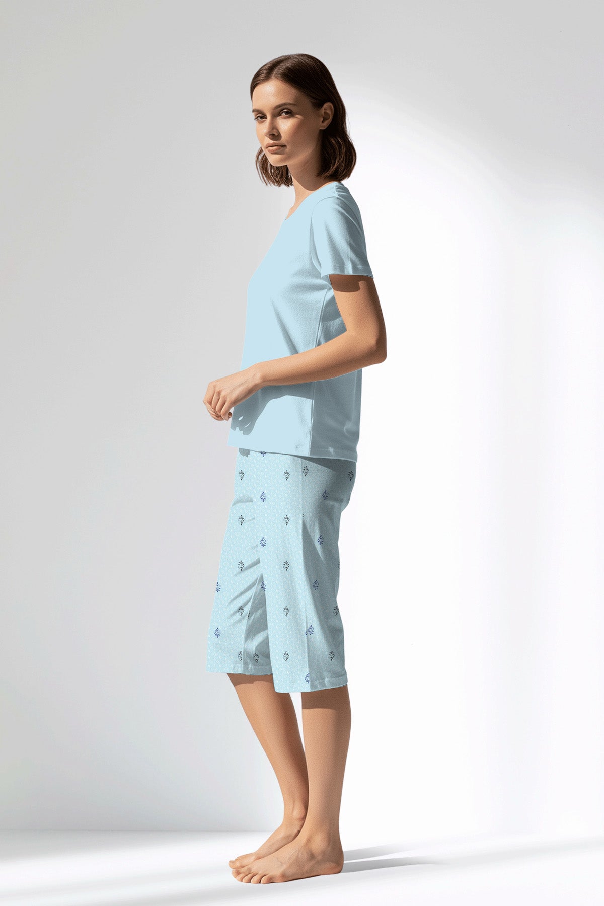 Woman Polyviscon Arvelin Capri Set - METRAJ ZEMIN - Image 2