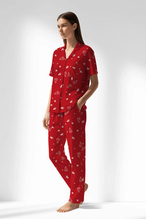 Woman Polyviscon Catty Buttoned Pyjama Set - ROTASYON - Image 2