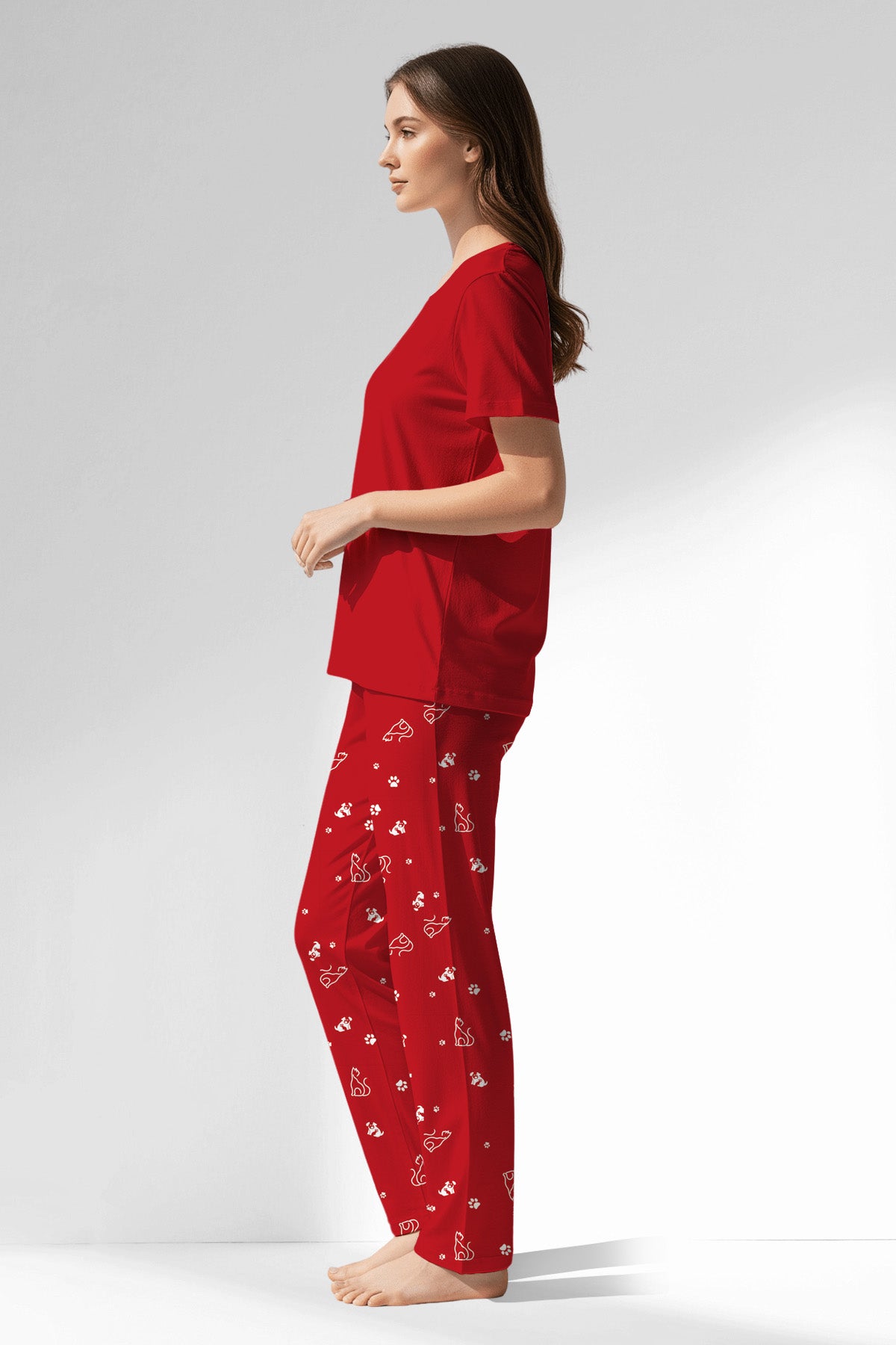 Woman Polyviscon Catty Pyjama Set - METRAJ ZEMIN - Image 2