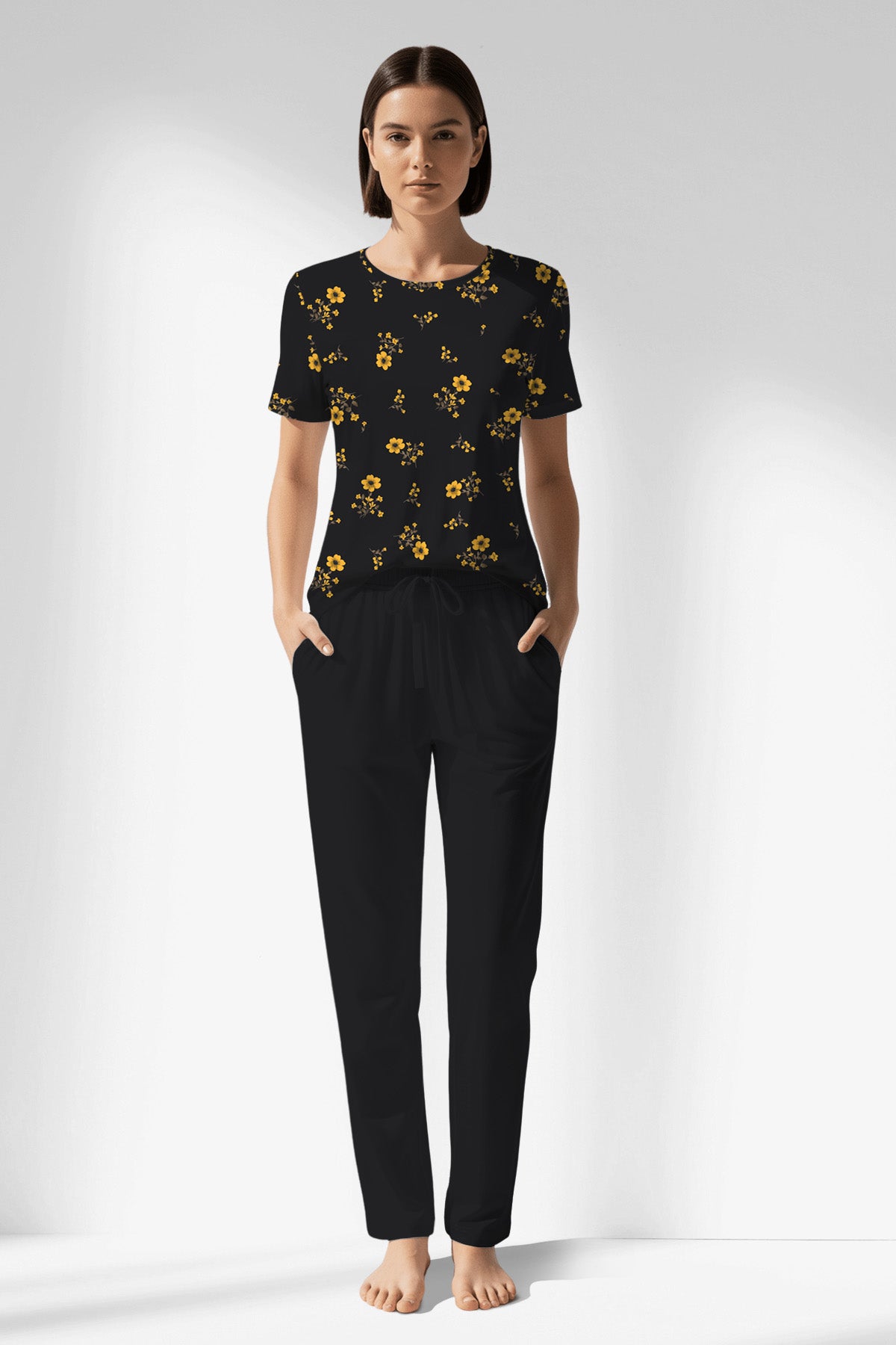 Woman Polyviscon Floryn Pocket Detail Pyjama Set - ROTASYON - Image 1