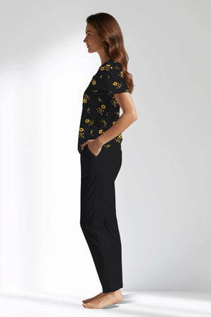 Woman Polyviscon Floryn Buttoned Collar Pyjama Set - ROTASYON - Image 2