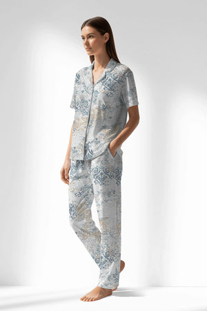 Woman Polyviscon Livora Buttoned Pyjama Set - ROTASYON - Image 2