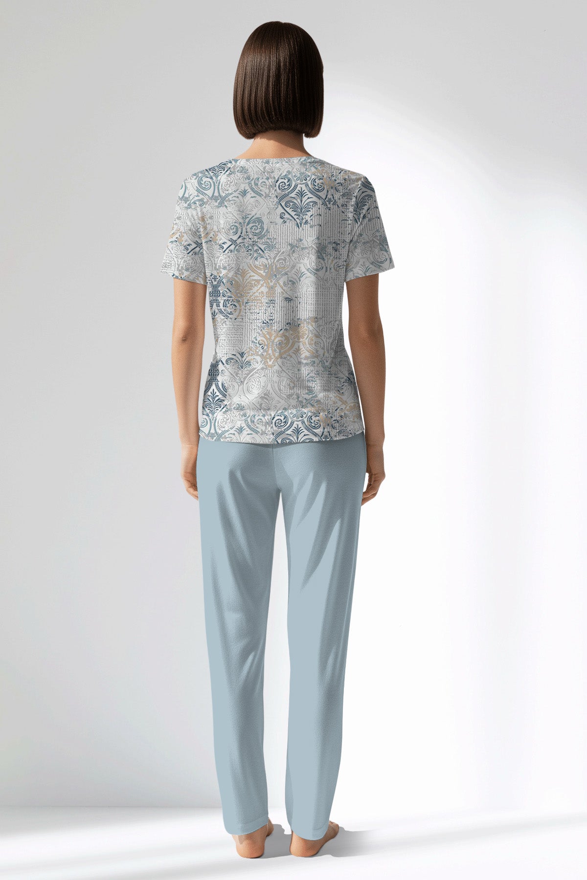 Woman Polyviscon Livora Pocket Detail Pyjama Set - ROTASYON - Image 3