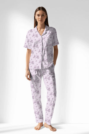 Woman Polyviscon Lunaris Buttoned Pyjama Set - ROTASYON - Image 1