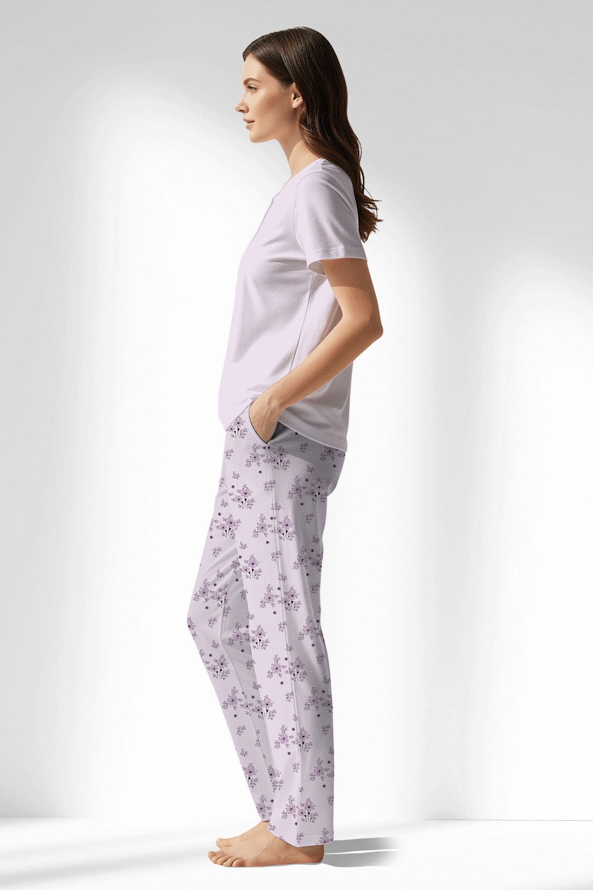 Woman Polyviscon Lunaris Drop Collar Pyjama Set - METRAJ ZEMIN - Image 2
