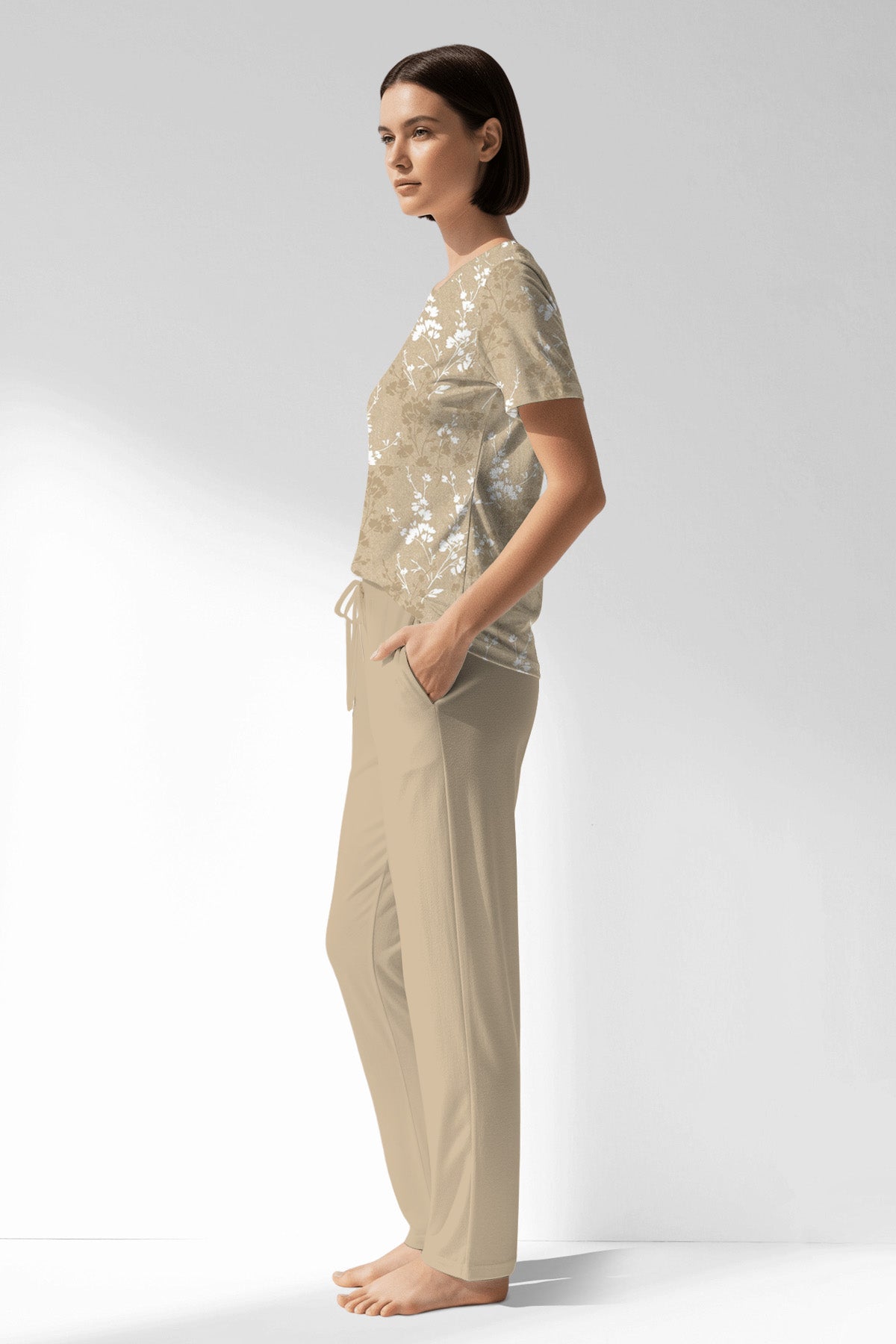 Woman Polyviscon Orlena Pocket Detail Pyjama Set - ROTASYON - Image 2