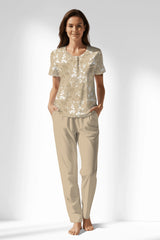 Woman Polyviscon Orlena Buttoned Collar Pyjama Set - ROTASYON - Image 1