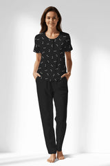 Woman Polyviscon Ritmica Buttoned Collar Pyjama Set - ROTASYON - Image 1