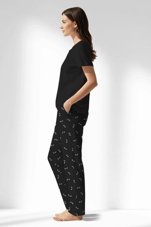 Woman Polyviscon Ritmica Drop Collar Pyjama Set - METRAJ ZEMIN - Image 2