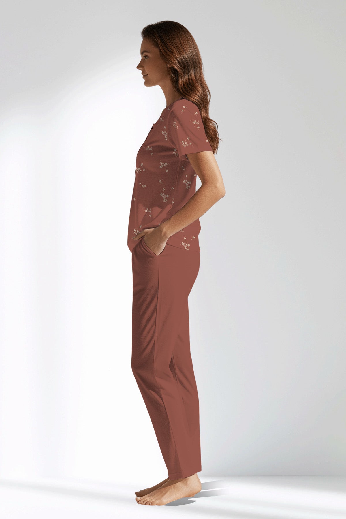 Woman Polyviscon Rosinia Buttoned Collar Pyjama Set - ROTASYON - Image 2