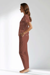 Woman Polyviscon Rosinia Buttoned Collar Pyjama Set - ROTASYON - Image 2