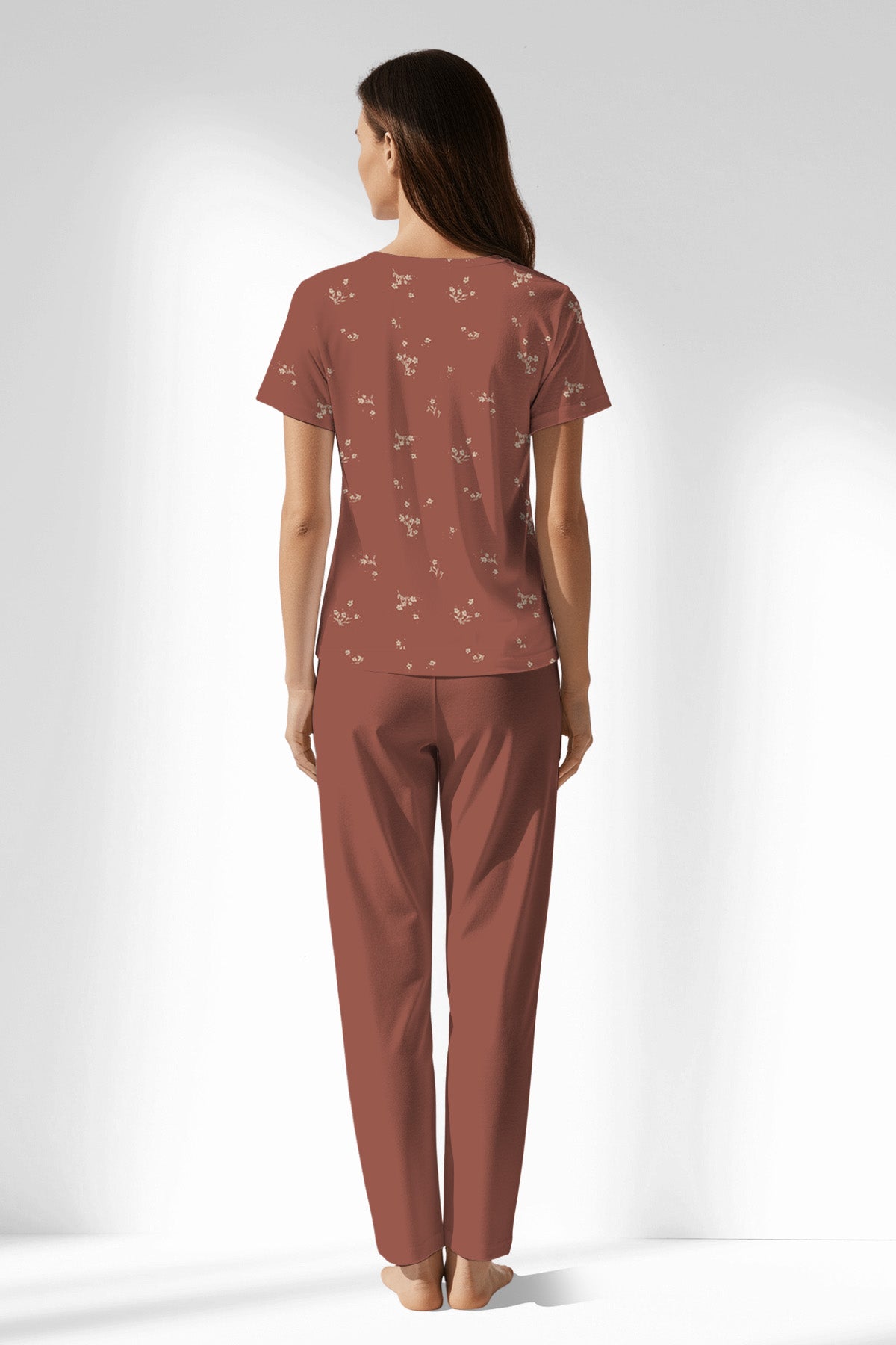 Woman Polyviscon Rosinia Buttoned Collar Pyjama Set - ROTASYON - Image 3