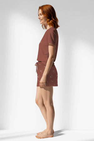 Woman Polyviscon Rosinia Short Set - METRAJ ZEMIN - Image 2