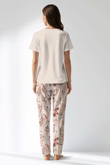 Woman Polyviscon Selvine Drop Collar Pyjama Set - METRAJ ZEMIN - Image 3