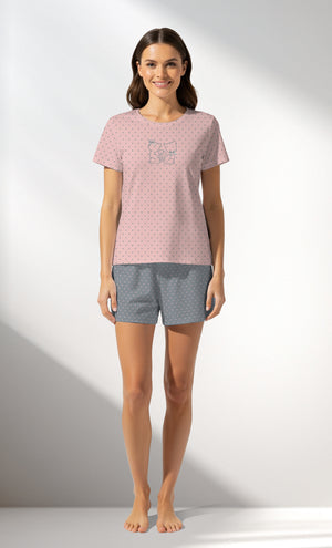 Woman Supreme Polka Short Set - B-ROTASYON (PEMBE ZEMIN) - Image 1