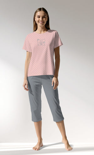 Woman Supreme Polka Capri Set - B-ROTASYON (PEMBE ZEMIN) - Image 1