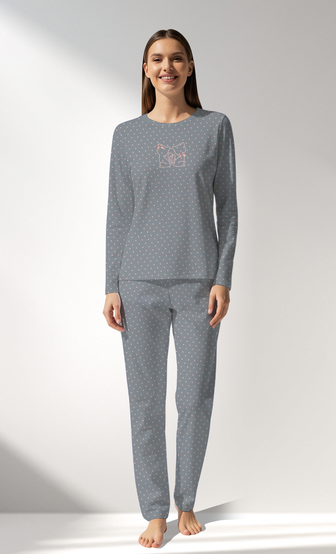 Woman Supreme Polka Pyjama Set - A-ROTASYON (GRI ZEMIN) - Image 2