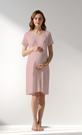 Woman Supreme Zipper Detail Polka Pregnant Tunic - B-ROTASYON (PEMBE ZEMIN) - Image 1