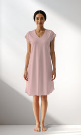 Woman Supreme V Neck Polka Tunic - B-ROTASYON (PEMBE ZEMIN) - Image 1