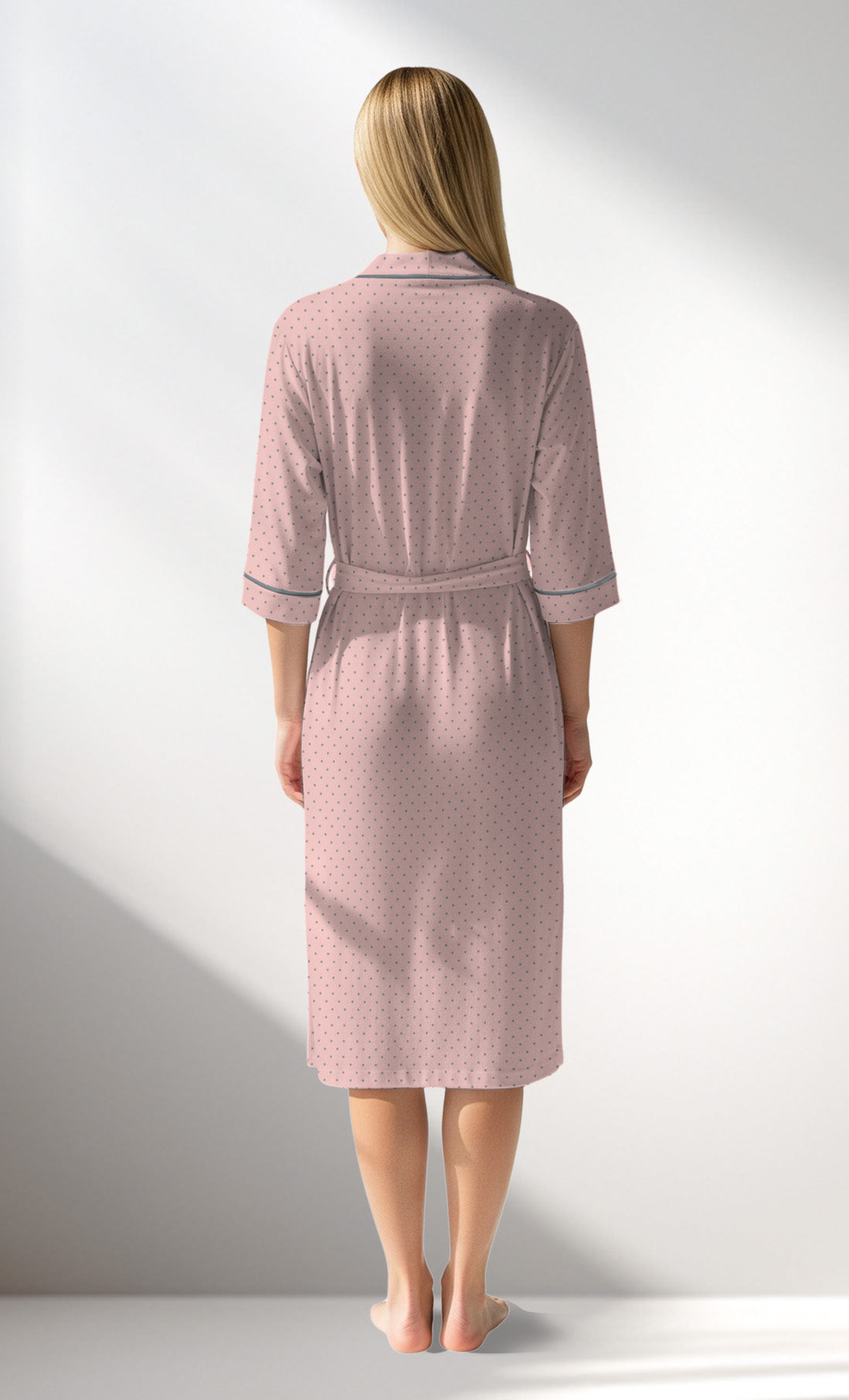 Woman Supreme Polka Dressing Gown - B-ROTASYON (PEMBE ZEMIN) - Image 3
