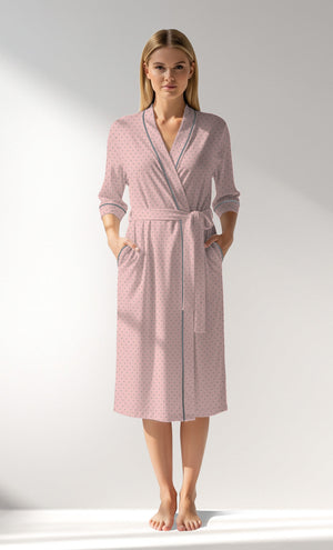 Woman Supreme Polka Dressing Gown - B-ROTASYON (PEMBE ZEMIN) - Image 1