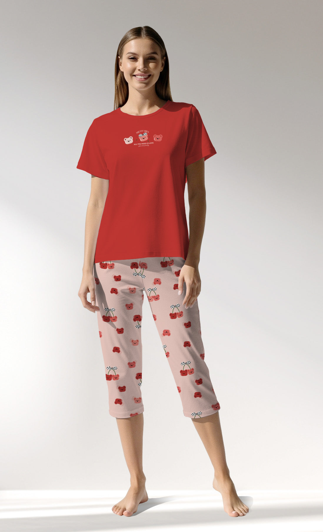 Woman Supreme Cherrybear Capri Set - B-18-1555 - Image 1
