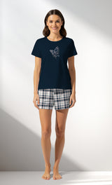 Woman Supreme Plaidwing Short Set - B-LACIVERT - Image 1