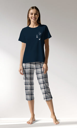 Woman Supreme Plaidwing Capri Set - B-LACIVERT - Image 1