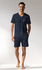 Man Supreme BeachClub V Neck Short Set - A-LACIVERT - Image 1