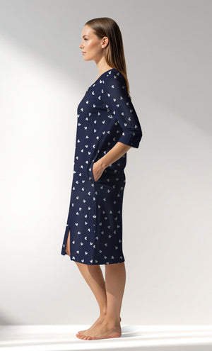 Woman Supreme HeartBeat Home Dress - A-ROTASYON (LACIVERT ZEMIN) - Image 2
