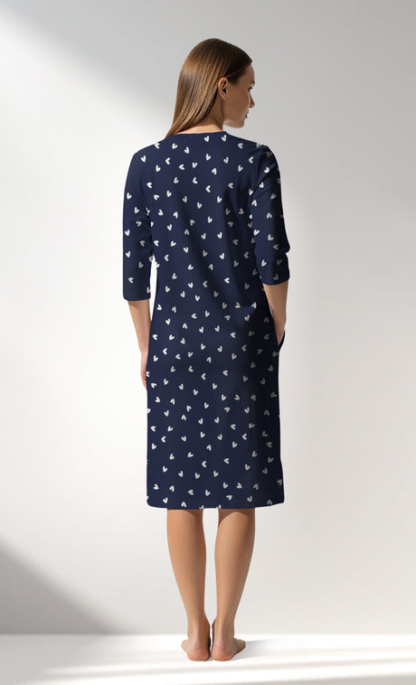 Woman Supreme HeartBeat Home Dress - A-ROTASYON (LACIVERT ZEMIN) - Image 3